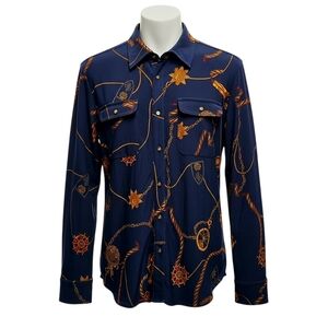 NWT Lauren Ralph Lauren Navy / Gold Classic Nautical Print Women's Top Size XL